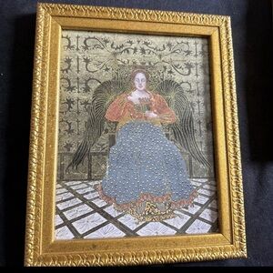 Elegant Gold and Blue Picture Frame Accent